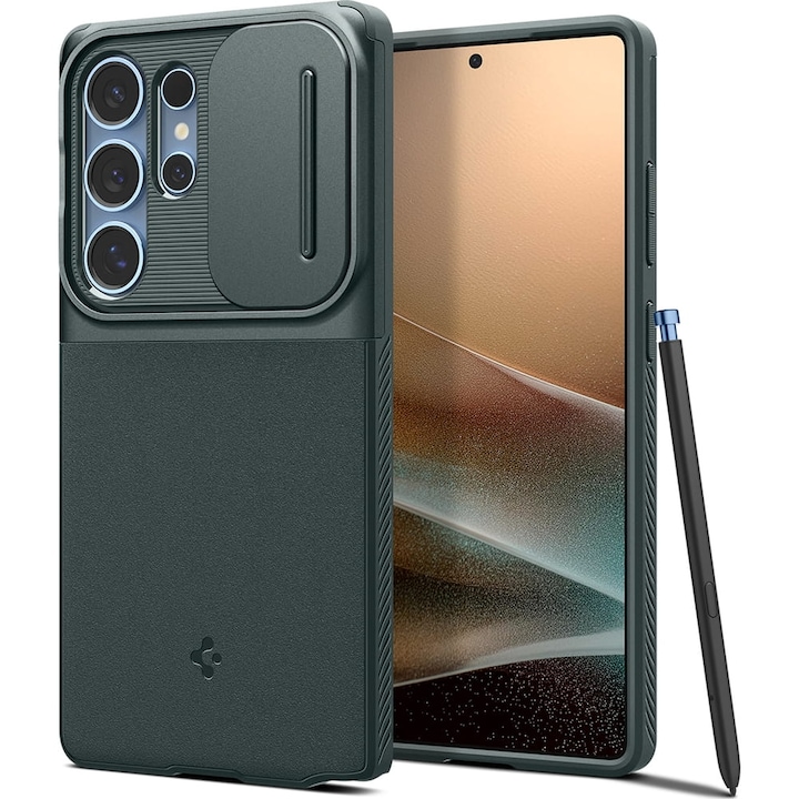 Husa Spigen Optik Armor pentru Samsung Galaxy S25 Ultra, verde