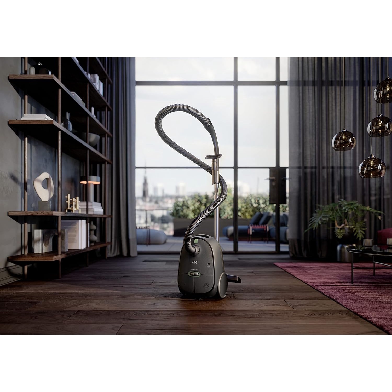 Aspirator cu sac AEG 6000 AB61C1OKO, putere mare de aspirare, roti XL, tub telescopic din otel inoxidabil, 65% material reciclat, cablu de 12 m, 850 W, accesorii, gri