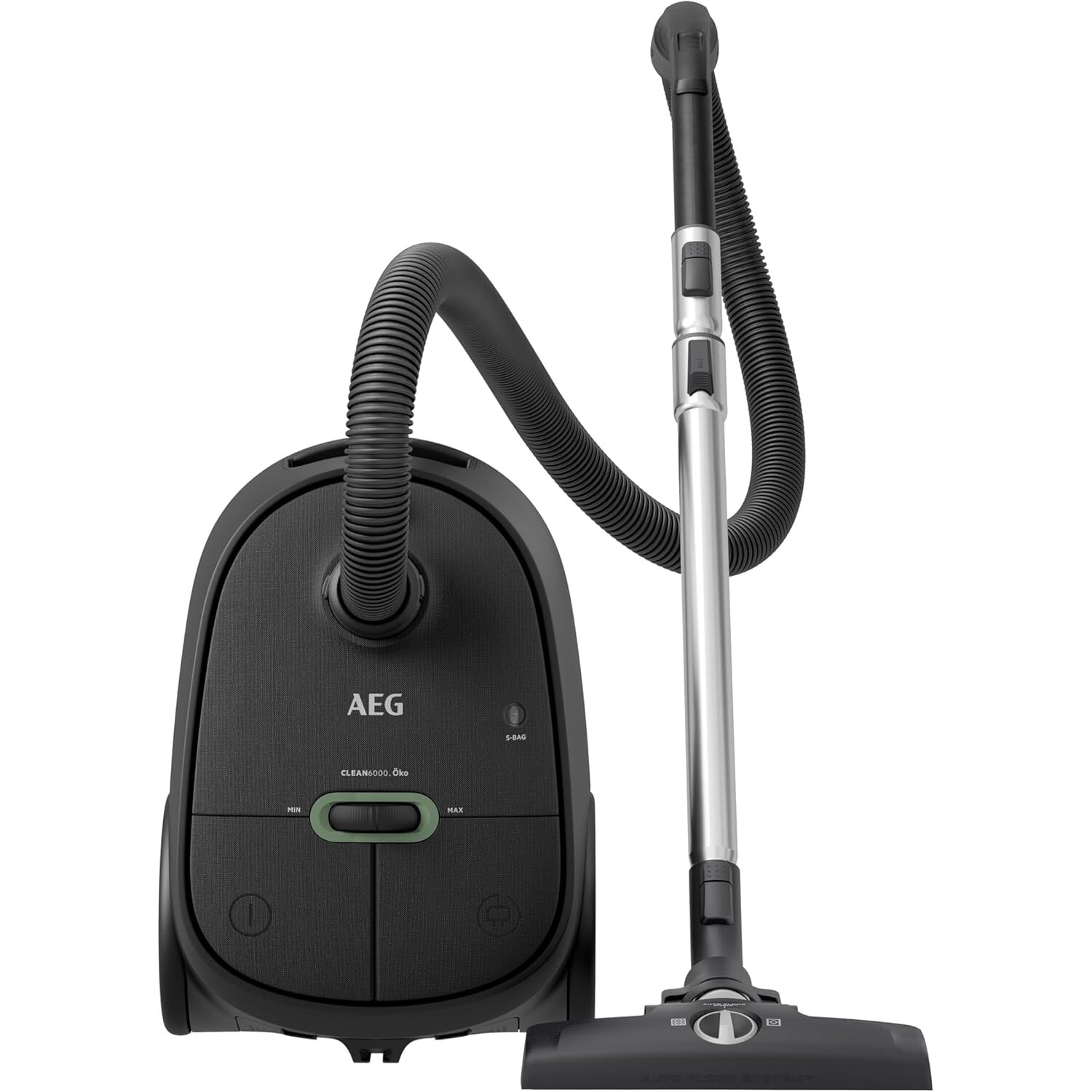 Aspirator cu sac AEG 6000 AB61C1OKO, putere mare de aspirare, roti XL, tub telescopic din otel inoxidabil, 65% material reciclat, cablu de 12 m, 850 W, accesorii, gri