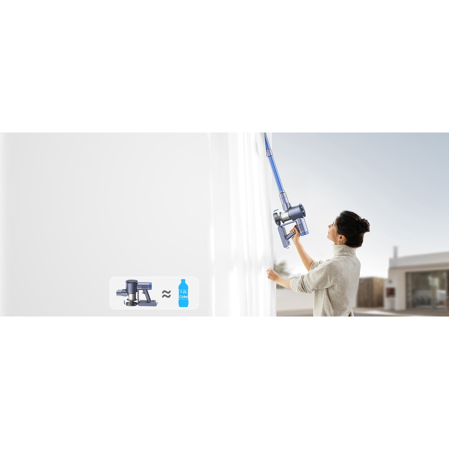 Aspirator vertical Greenote GSC60 480W, fara fir, cu iluminare LED, albastru