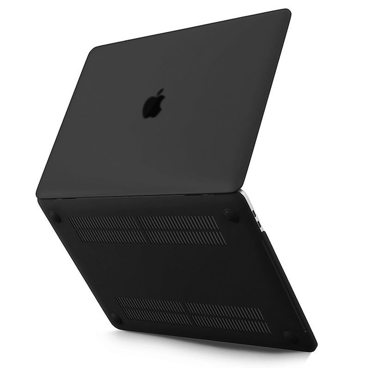 Carcasa de protectie compatibila cu MacBook Air 13" 2022/2024, UltraShell, antiderapant, plastic, Negru mat