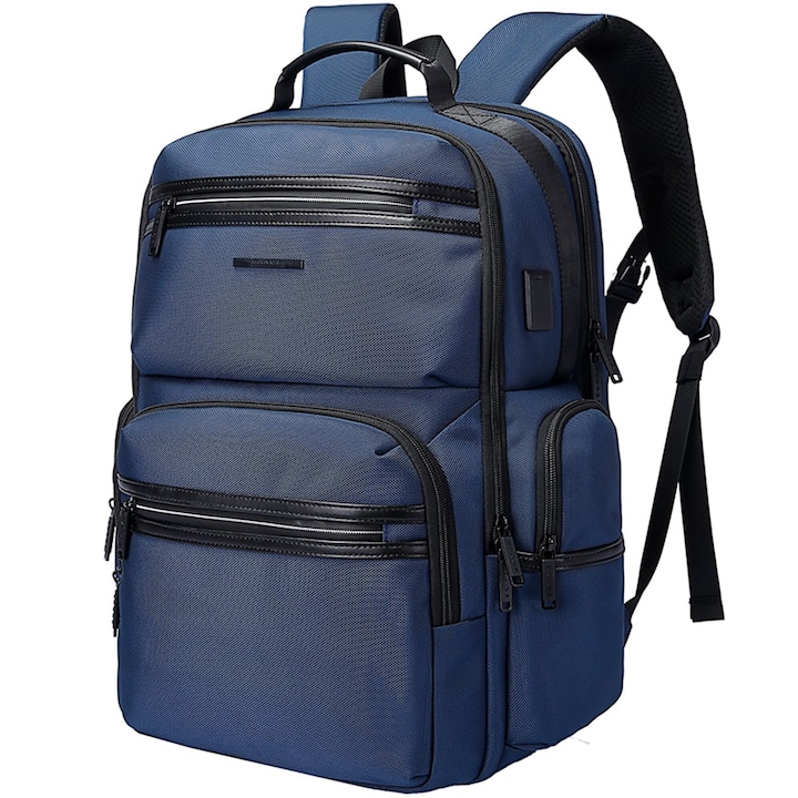 Rucsac laptop 15.6", business, impermeabil cu port USB, BANGE, 46x33x19 cm, Albastru