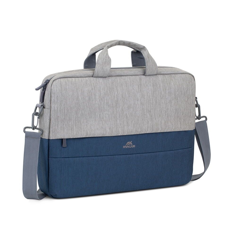 Geanta antifurt laptop, RivaCase, 15.6", Gri/Albastru inchis