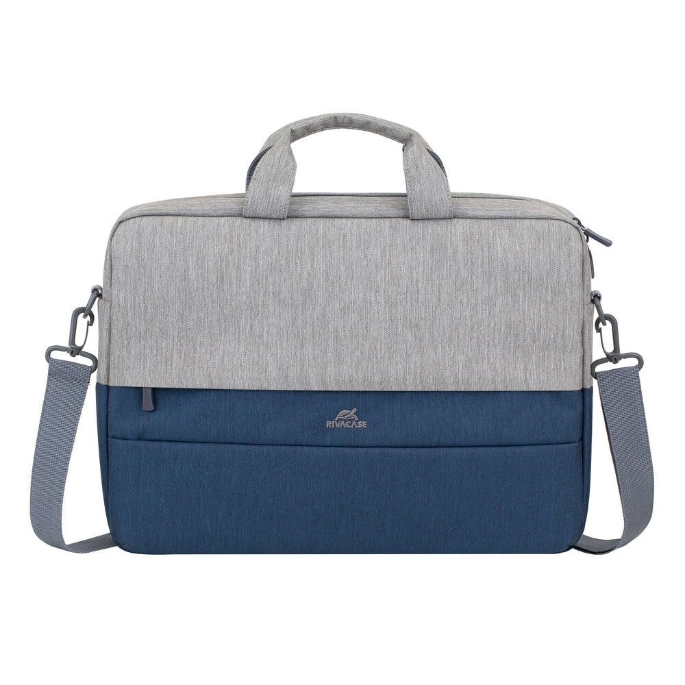 Geanta antifurt laptop, RivaCase, 15.6", Gri/Albastru inchis
