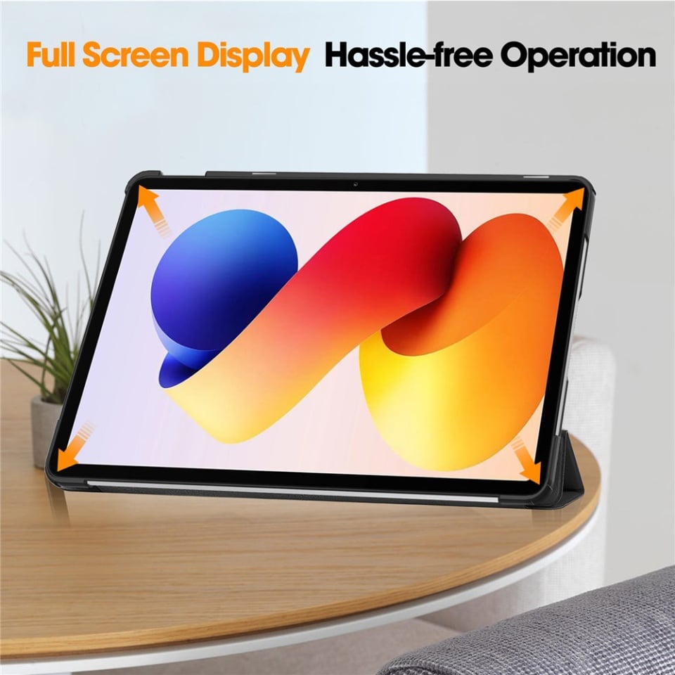 Husa tableta pentru Xiaomi Redmi Pad 2 Pro, SKYDDAR INNOVATION, cu suport Multi-Unghi si functie Sleep/Wake, FoldPro, Negru, set cu sticker