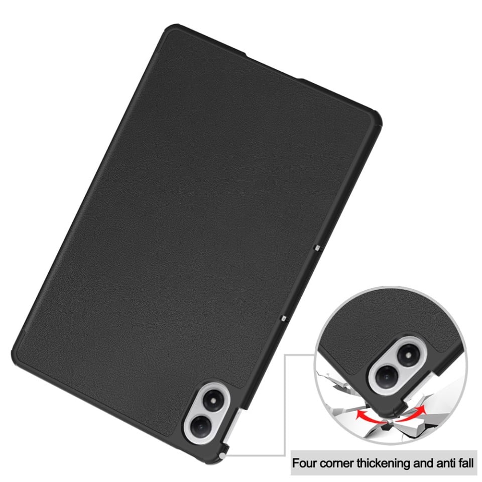 Husa tableta pentru Xiaomi Redmi Pad 2 Pro, SKYDDAR INNOVATION, cu suport Multi-Unghi si functie Sleep/Wake, FoldPro, Negru, set cu sticker