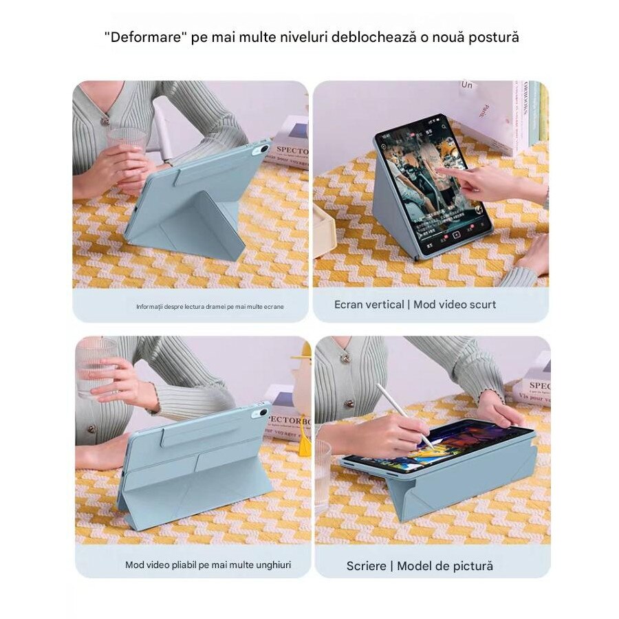 Husă multiFold, REDZ Accessories, pentru iPad 10/11, protecție 360, turcoaz, 10.9-11 inch