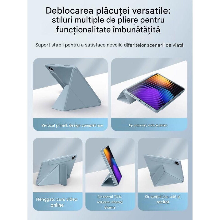 Husă multiFold, REDZ Accessories, pentru iPad 10/11, protecție 360, turcoaz, 10.9-11 inch