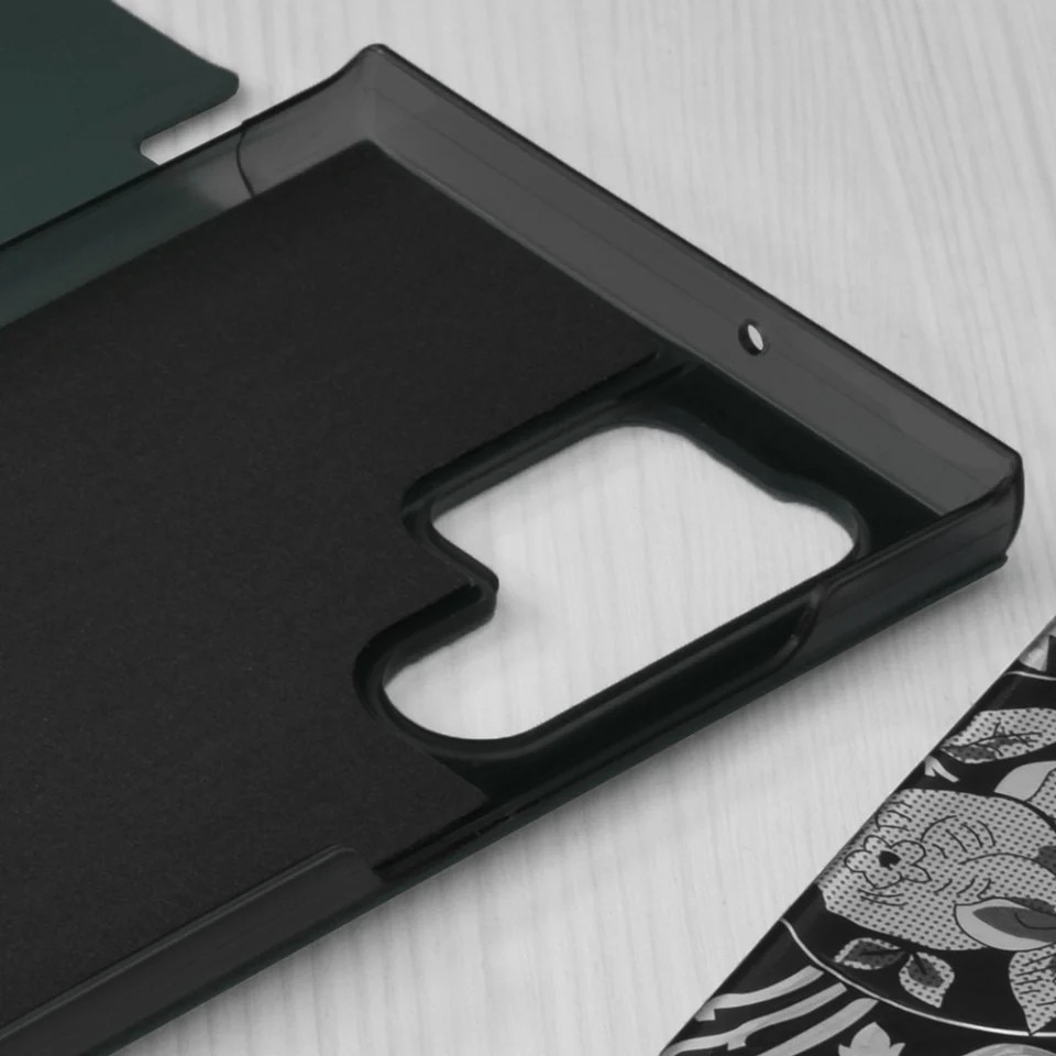 Husa pentru Samsung Galaxy S22 Ultra 5G, SKYDDAR INNOVATION, eFold, tip carte, set cu sticker, Verde
