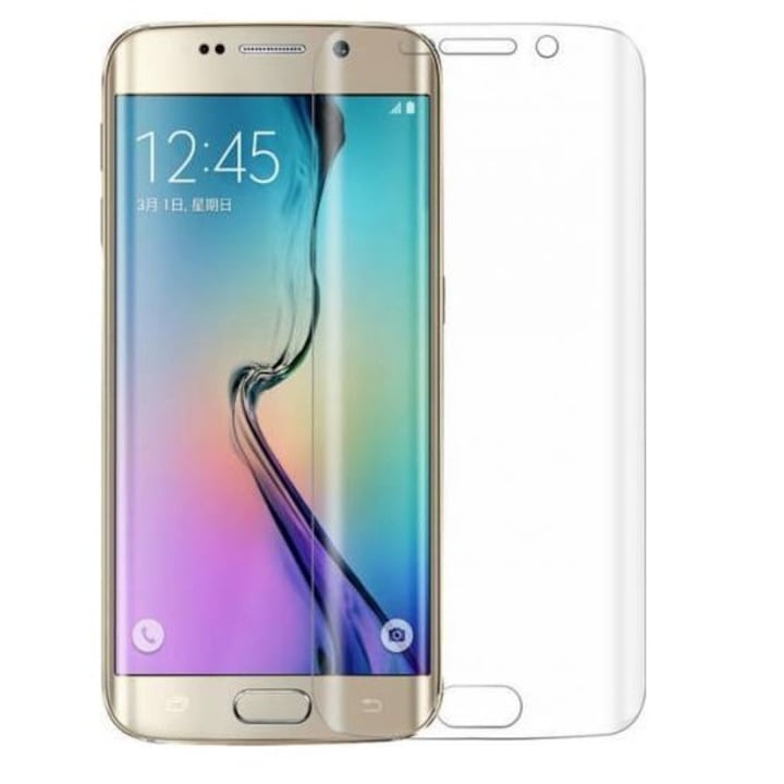 Folie sticla Samsung Galaxy S6 Edge pentru tot ecranul (Full Cover) curbata 3D, Transparenta