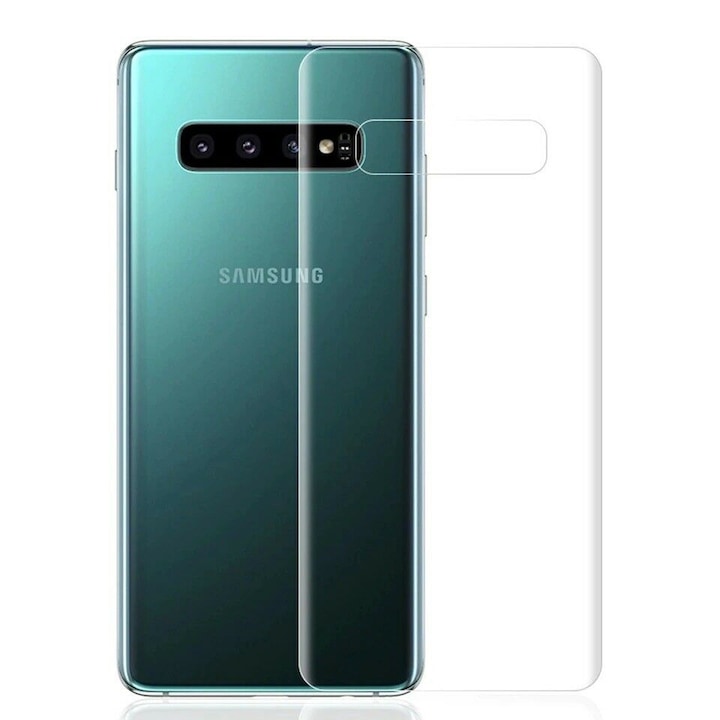 Folie de protectie spate compatibila cu Samsung Galaxy S10 din silicon, TPU, Perfect fit, acopera tot spatele, transparenta