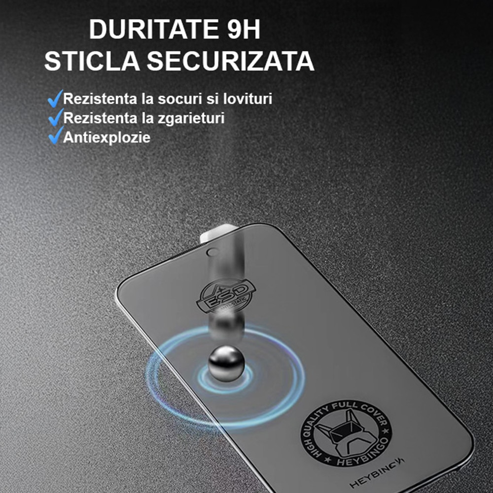 Folie Telefon Anti-reflexie Pentru Apple iPhone 15 PLUS HEYBINGO, din Sticla Securizata Anti-Reflexie, Rezistenta la Zgarieturi