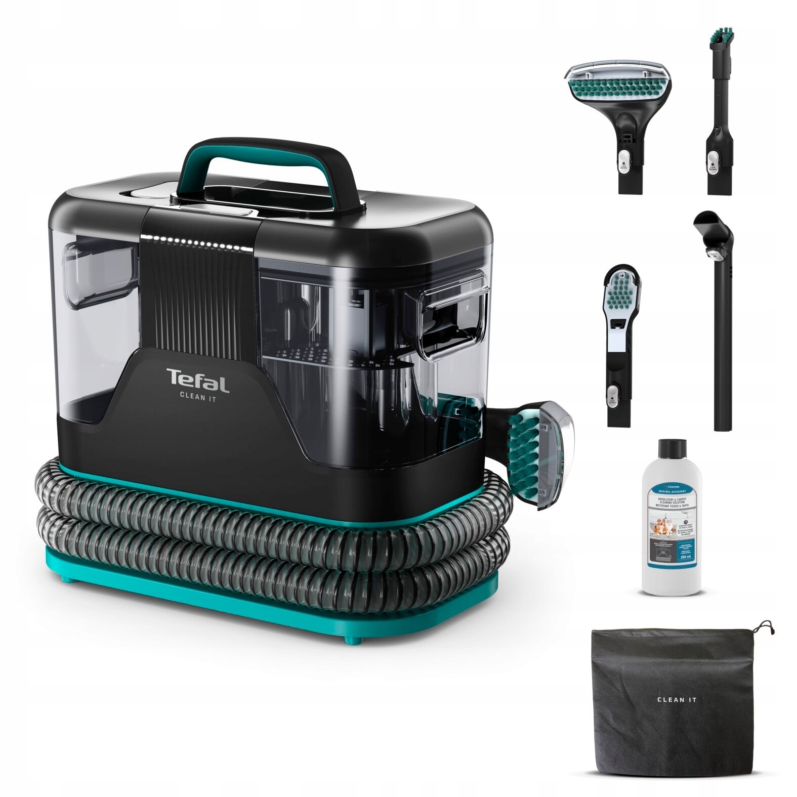 Aspirator spalator Tefal IZ5020, 750W, 2.3L, verde-negru, pentru uz casnic, autocuratare, accesorii incluse, 5.1kg