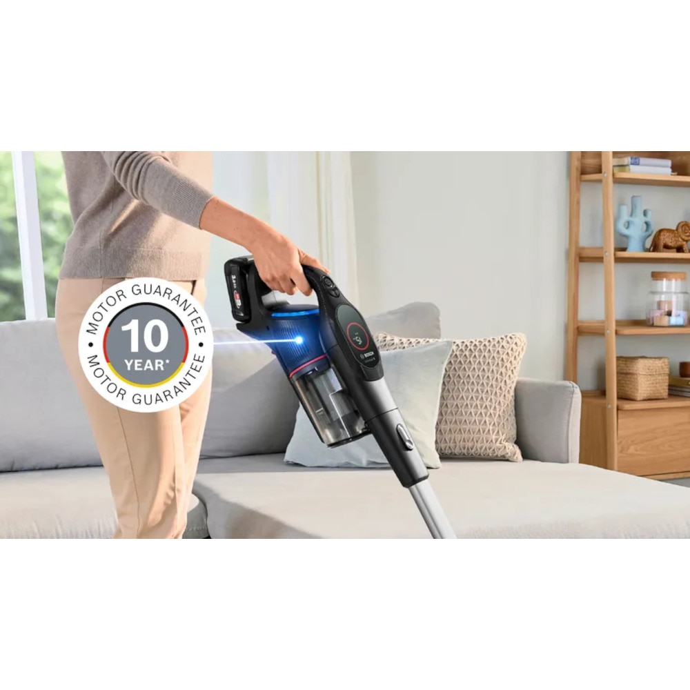 Aspirator vertical Bosch Unlimited 9 BCS931BQC, 0.4 l, 18 V, Autonomie 60 min, 3 moduri curatare, Perie anti-incalcire, Negru