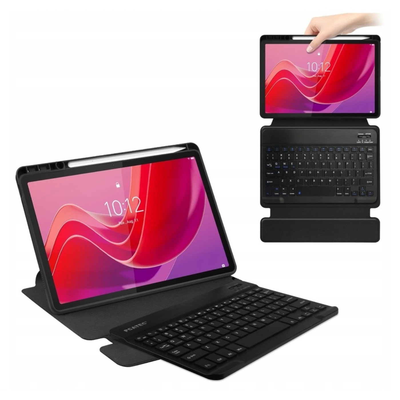 Husa cu tastatura pentru tableta Lenovo Tab M11 10.95" 11", neagra, 18mm grosime, functie de suport
