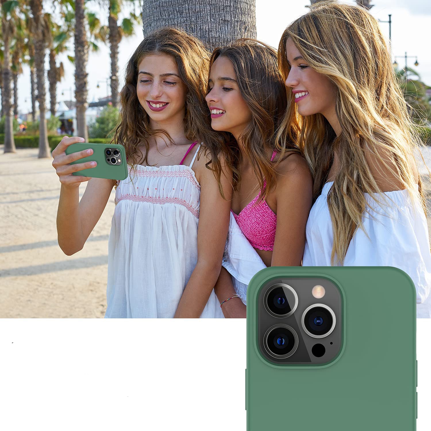 Husa pentru iPhone 16 Pro DaDen®, Ultra Slim, Silicon, Calitate Premium, Interior din microfibra, Verde inchis