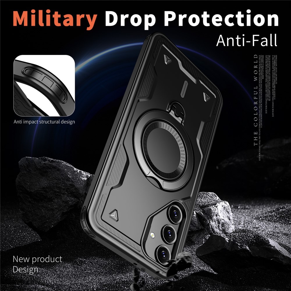 Husa military armour cu inel metalic, ALC MOBILE, compatibila cu Samsung Galaxy A55, Negru