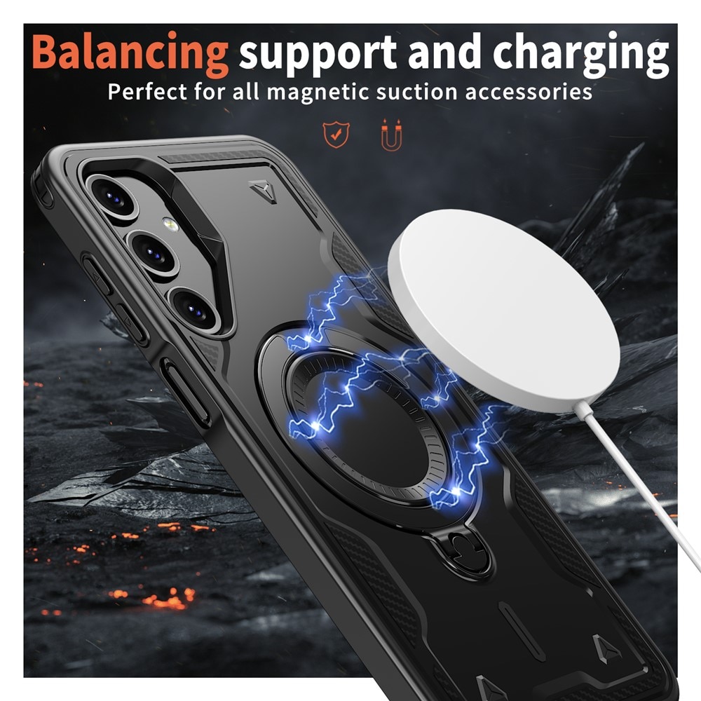 Husa military armour cu inel metalic, ALC MOBILE, compatibila cu Samsung Galaxy A55, Negru