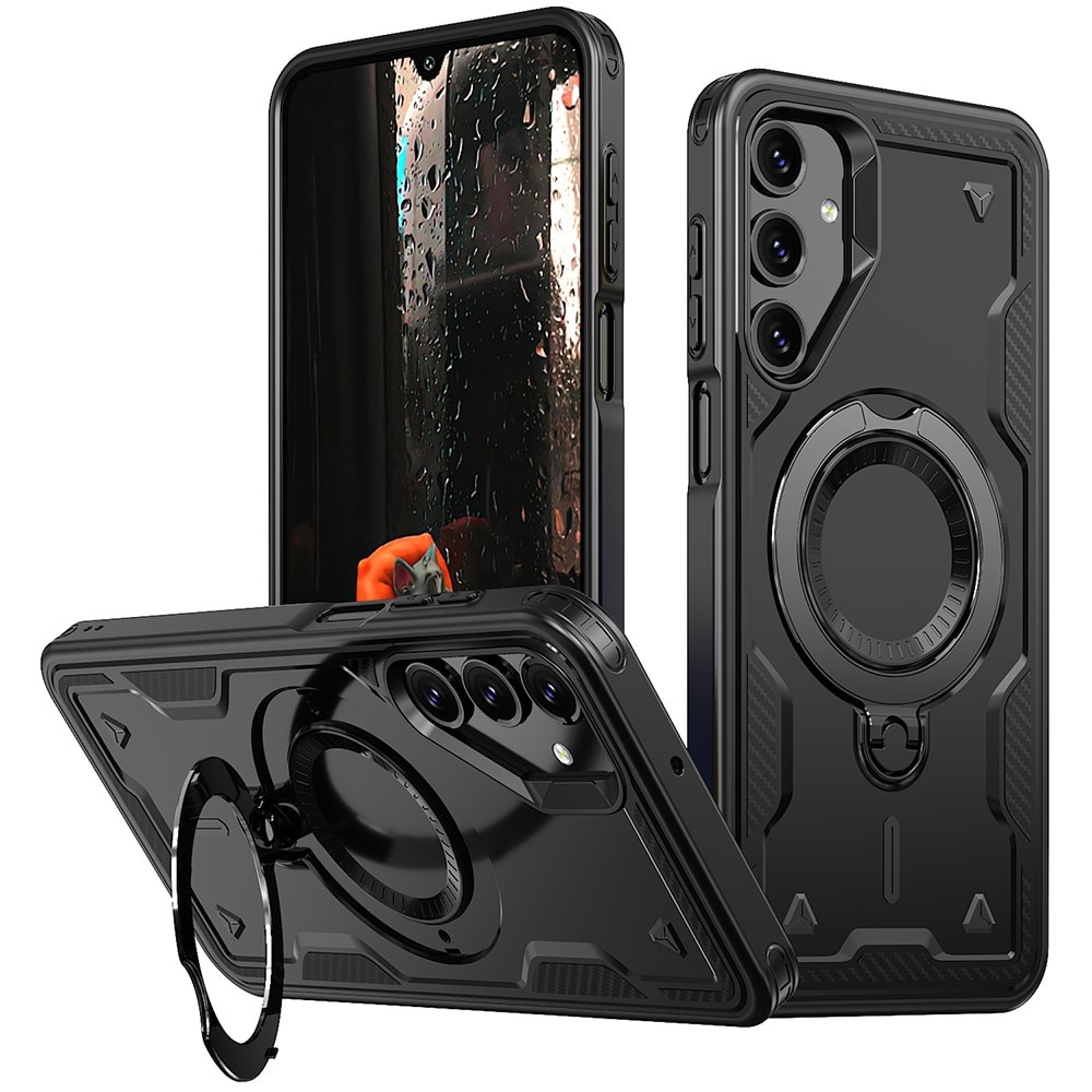 Husa military armour cu inel metalic, ALC MOBILE, compatibila cu Samsung Galaxy A55, Negru