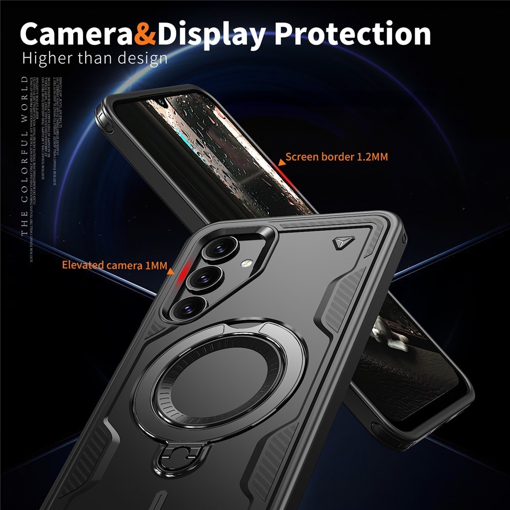 Husa military armour cu inel metalic, ALC MOBILE, compatibila cu Samsung Galaxy A55, Negru