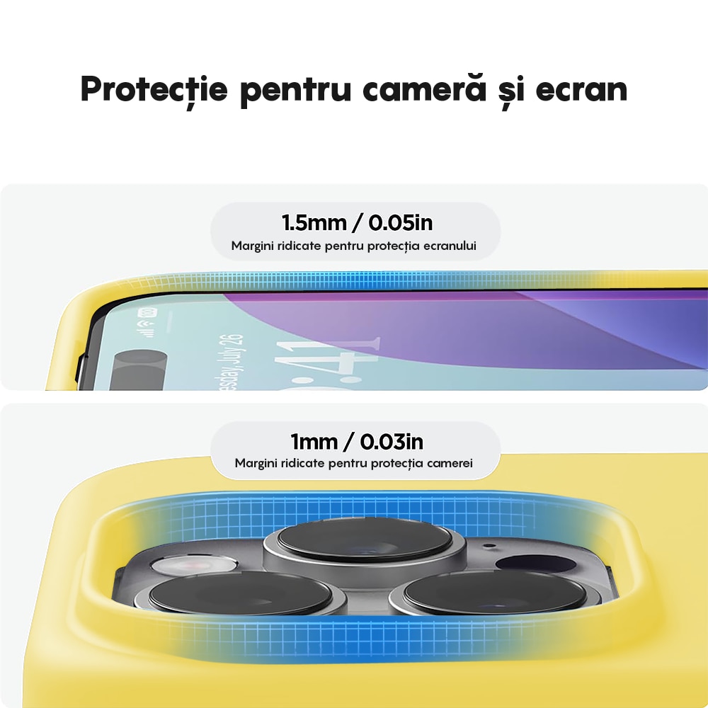 Husa CASEY STUDIOS™ compatibila cu iPhone 16 Pro Max, Soft Silicone Premium, Microfibra in Interior, Galben, de Protectie, Ultra Slim, pentru Incarcare Wireless, Margini Ridicate de Protectia Ecranului si a Camerelor