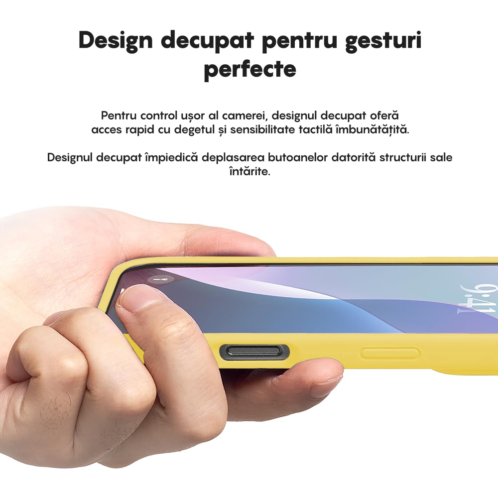 Husa CASEY STUDIOS™ compatibila cu iPhone 16 Pro Max, Soft Silicone Premium, Microfibra in Interior, Galben, de Protectie, Ultra Slim, pentru Incarcare Wireless, Margini Ridicate de Protectia Ecranului si a Camerelor