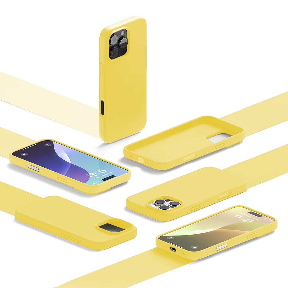 Husa CASEY STUDIOS™ compatibila cu iPhone 16 Pro Max, Soft Silicone Premium, Microfibra in Interior, Galben, de Protectie, Ultra Slim, pentru Incarcare Wireless, Margini Ridicate de Protectia Ecranului si a Camerelor