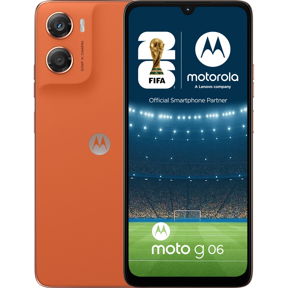 Telefon MOTOROLA G06, 64GB, 4GB RAM, Dual SIM, Arabesque Orange