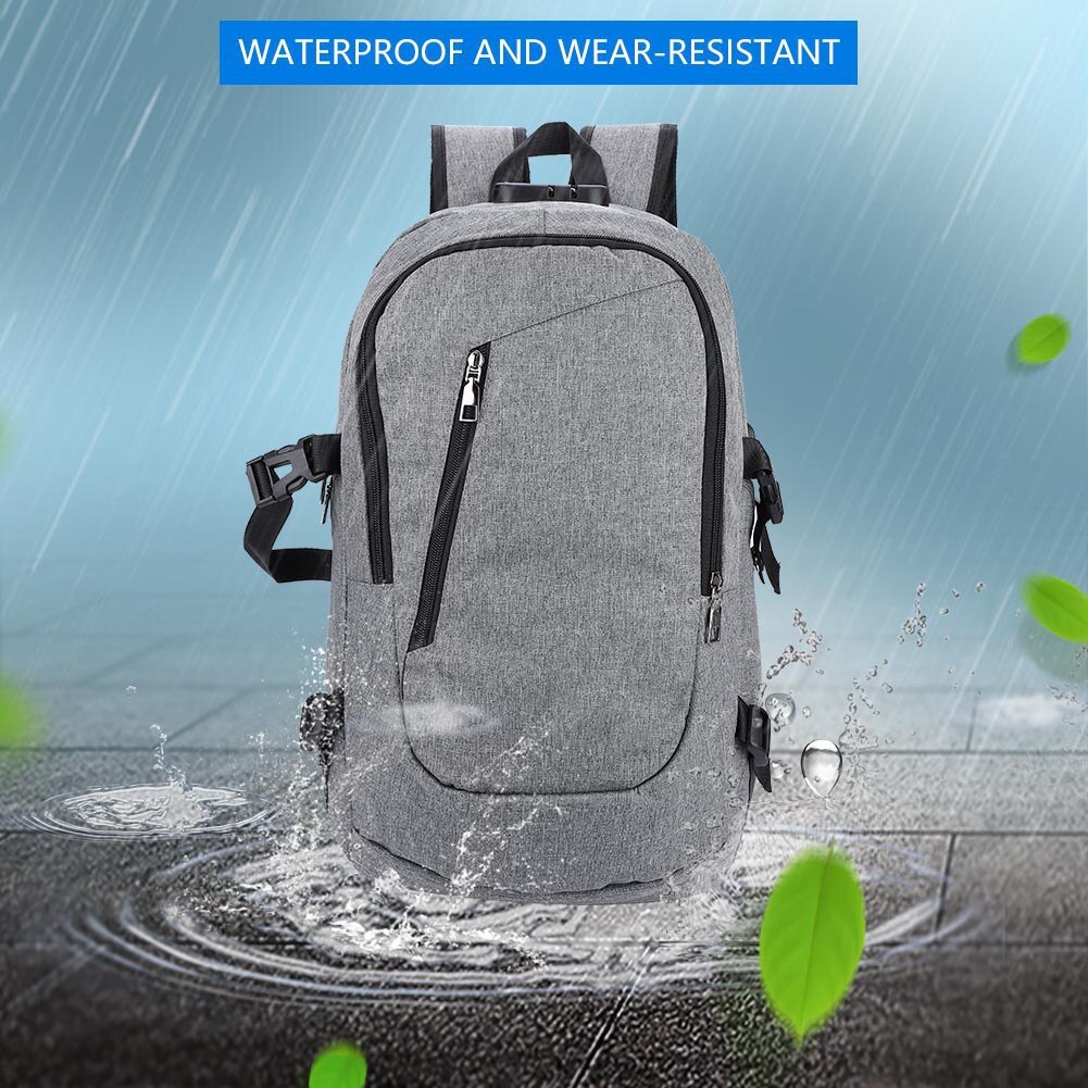 Rucsac Pentru Laptop, Enforose, Cu Port USB Incorporat, Bretele de Umar Ajustabile, Compartimente Cu Fermoar, Buzunare Laterale Pentru Sticla de Apa, Confortabil si Rezistent, Gri