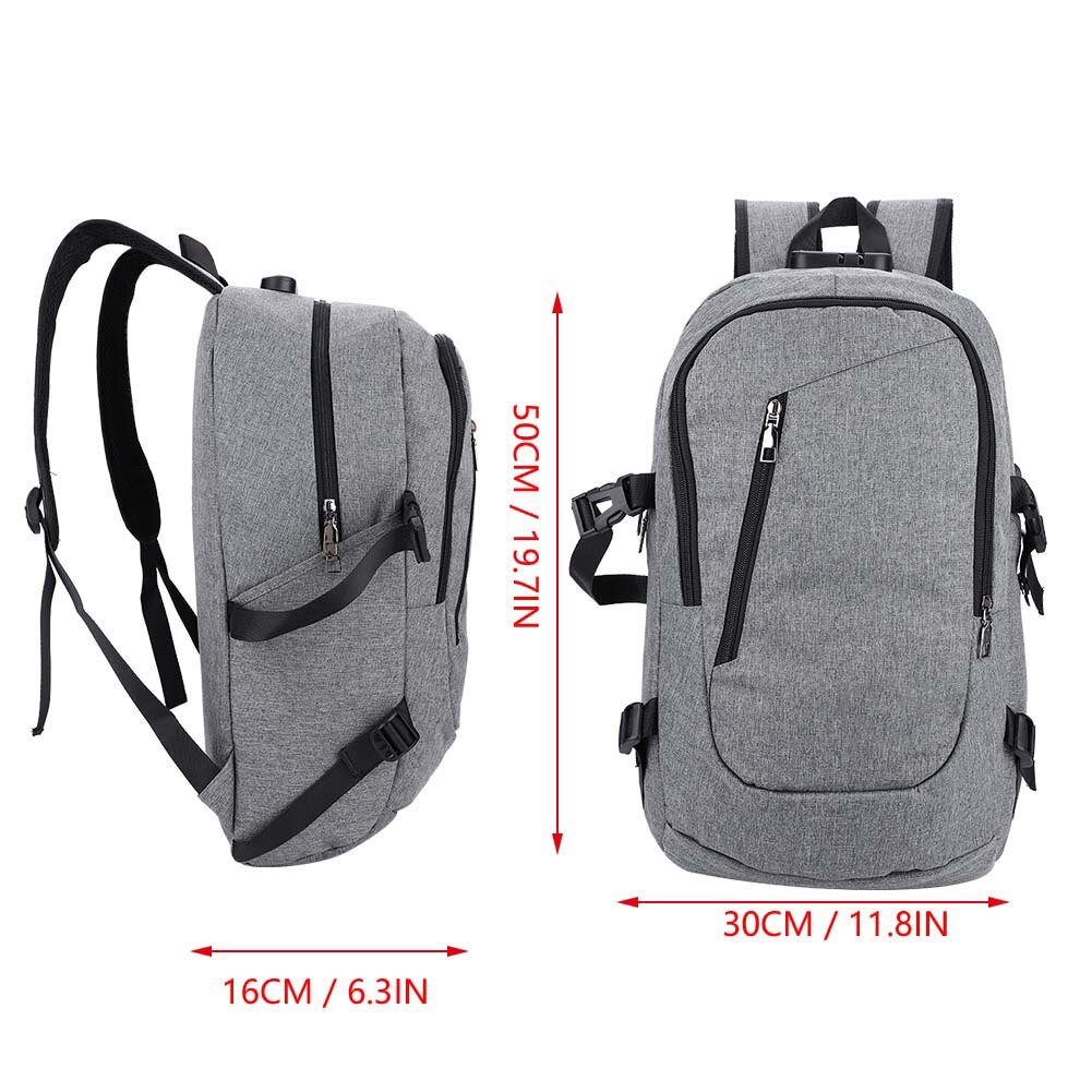 Rucsac Pentru Laptop, Enforose, Cu Port USB Incorporat, Bretele de Umar Ajustabile, Compartimente Cu Fermoar, Buzunare Laterale Pentru Sticla de Apa, Confortabil si Rezistent, Gri