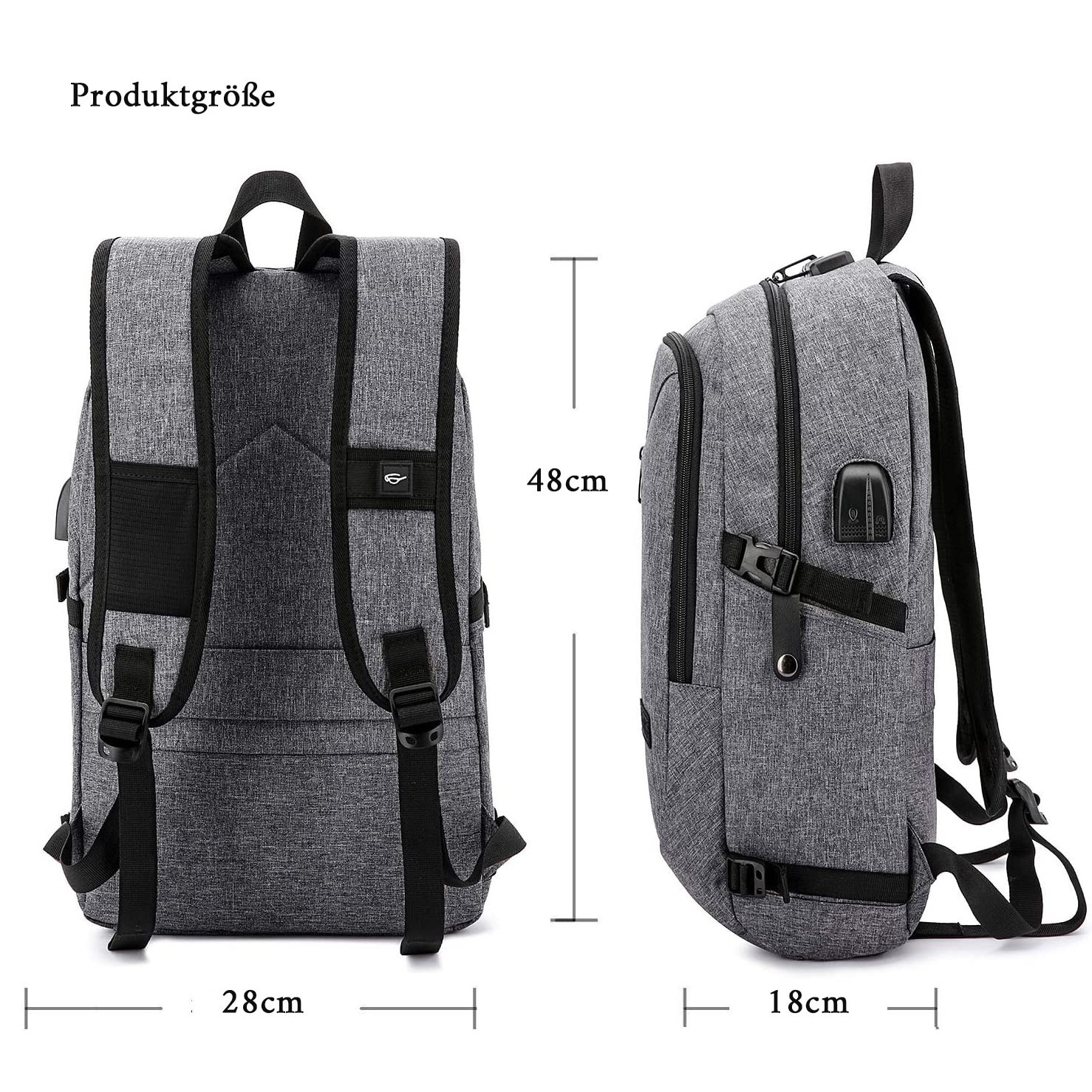 Rucsac CityGuard, buzunare convenabile, cu acces usor, rucsac pentru laptop de 15,6 inchi pentru drumetii, rucsac de afaceri antifurt cu cablu de incarcare incorporat, tesatura durabila si rezistenta la apa, negru