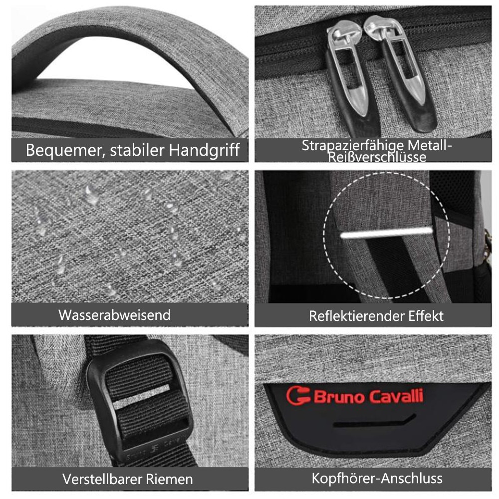 Rucsac laptop anti-furt Enforose, slim, port USB, rezistent la apa, culoare abanos, pentru barbati