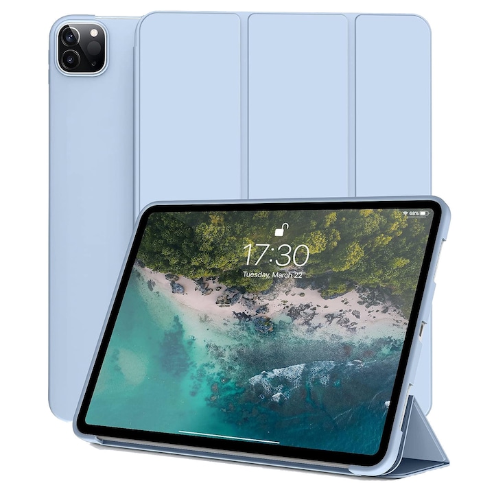 Husa Ultra Slim pentru tableta Apple iPad Pro 11 (2024), TPU Smart Cover - Ice Blue