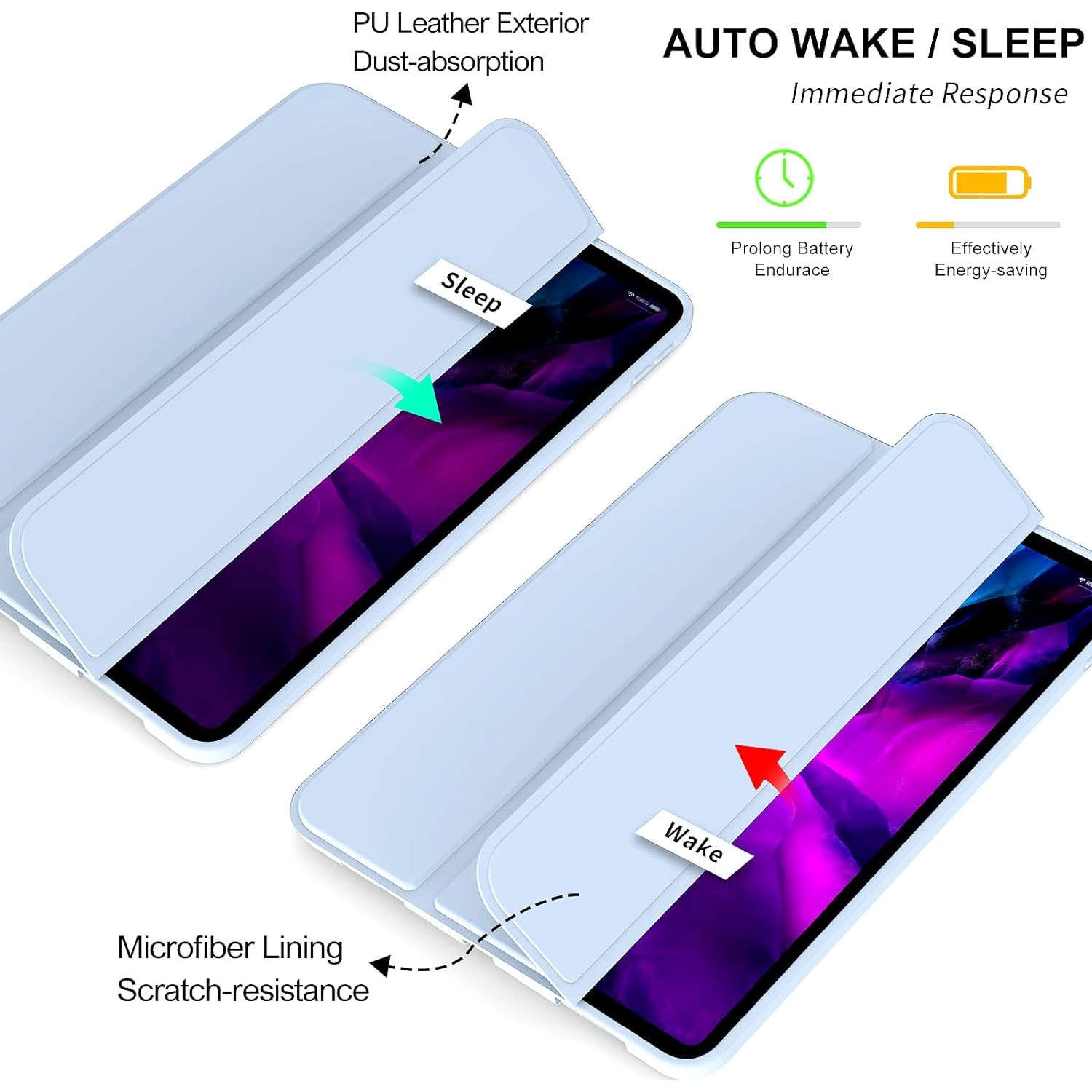 Husa Ultra Slim pentru tableta Apple iPad Pro 11 (2024), TPU Smart Cover - Ice Blue
