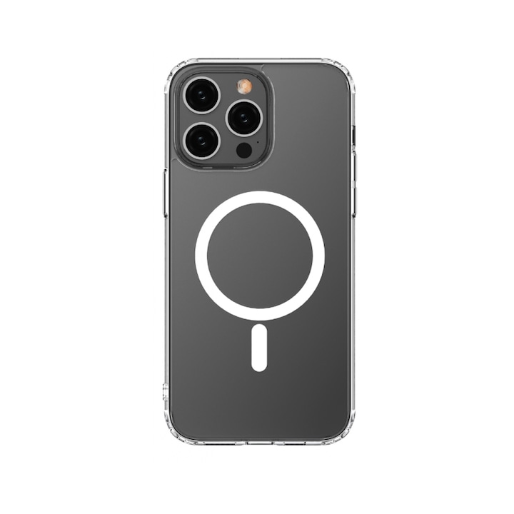 Husa Upzz Mag Cover Compatibila Cu iPhone 15 Pro, Tehnologie Air Cushion, Protectie La Camera, Transparenta