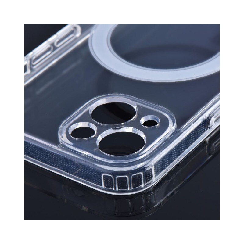 Husa Upzz Mag Cover Compatibila Cu iPhone 15 Pro, Tehnologie Air Cushion, Protectie La Camera, Transparenta