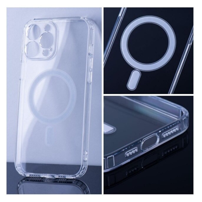 Husa Upzz Mag Cover Compatibila Cu iPhone 15 Pro, Tehnologie Air Cushion, Protectie La Camera, Transparenta