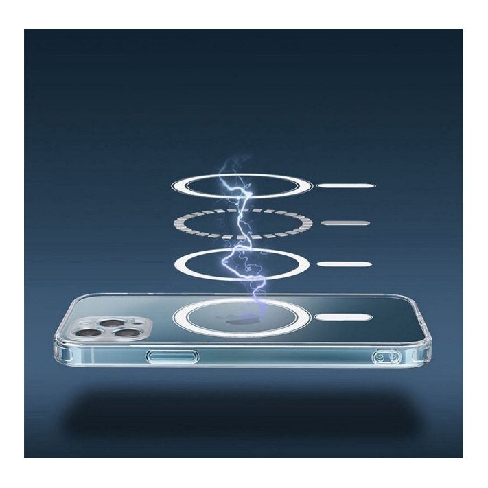Husa Upzz Mag Cover Compatibila Cu iPhone 15 Pro, Tehnologie Air Cushion, Protectie La Camera, Transparenta