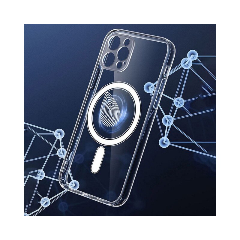 Husa Upzz Mag Cover Compatibila Cu iPhone 15 Pro, Tehnologie Air Cushion, Protectie La Camera, Transparenta