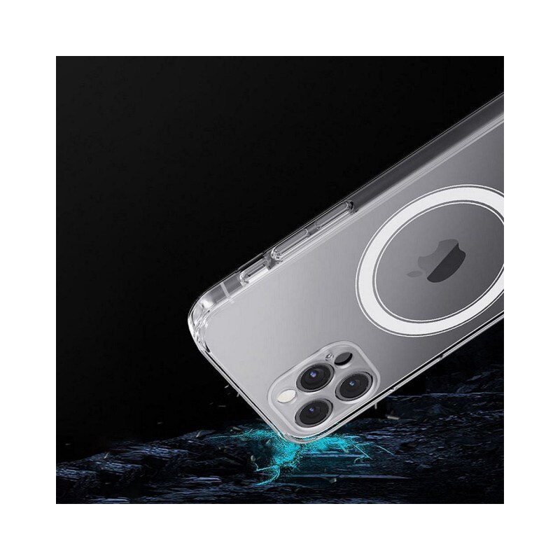 Husa Upzz Mag Cover Compatibila Cu iPhone 15 Pro, Tehnologie Air Cushion, Protectie La Camera, Transparenta