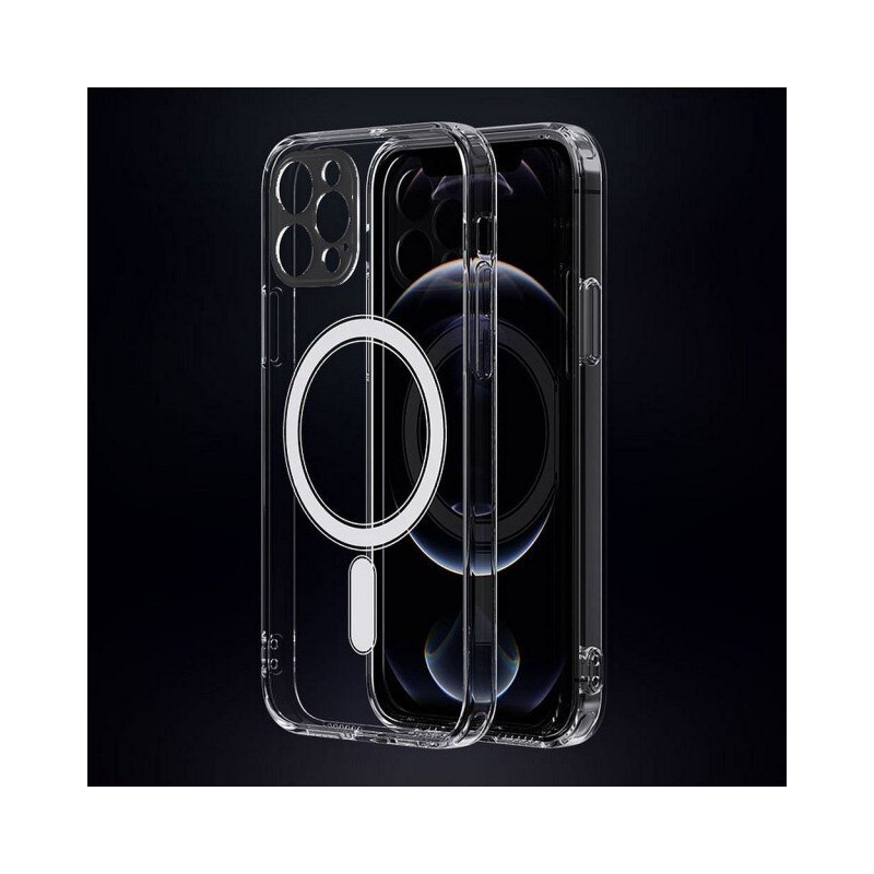 Husa Upzz Mag Cover Compatibila Cu iPhone 15 Pro, Tehnologie Air Cushion, Protectie La Camera, Transparenta
