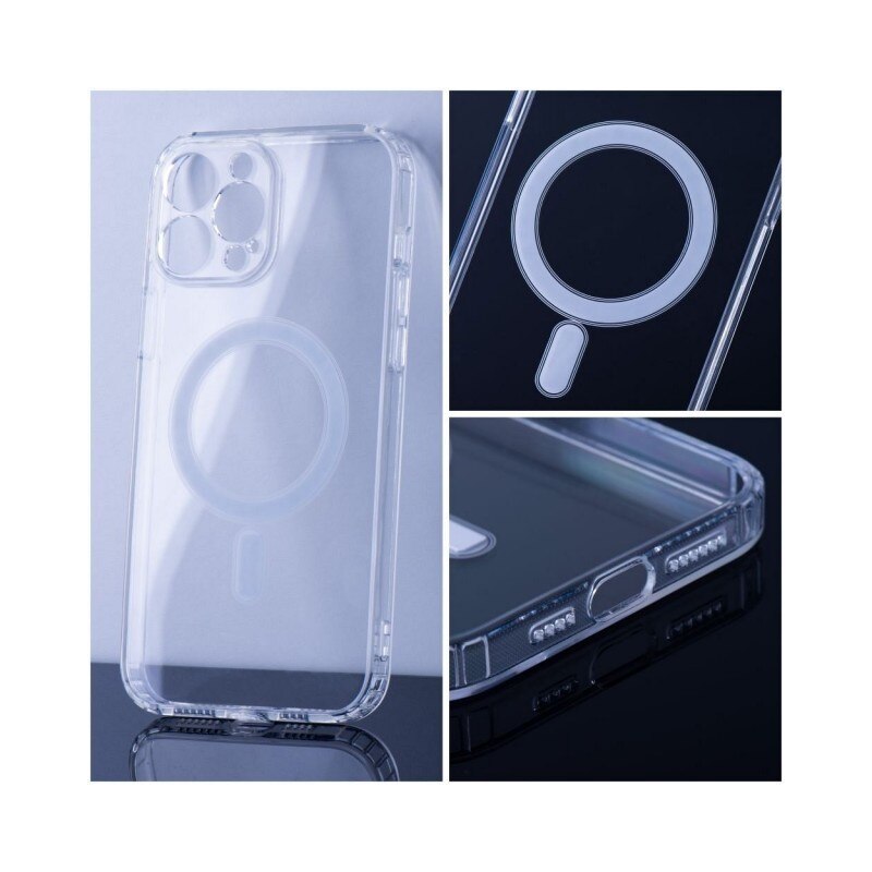 Husa Upzz Mag Cover Compatibila Cu iPhone 15 Pro, Tehnologie Air Cushion, Protectie La Camera, Transparenta