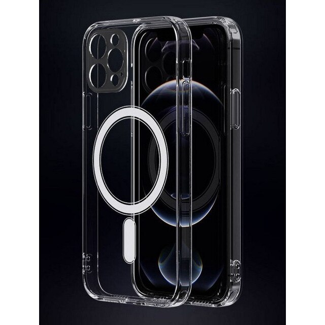 Husa Upzz Mag Cover Compatibila Cu iPhone 15 Pro, Tehnologie Air Cushion, Protectie La Camera, Transparenta