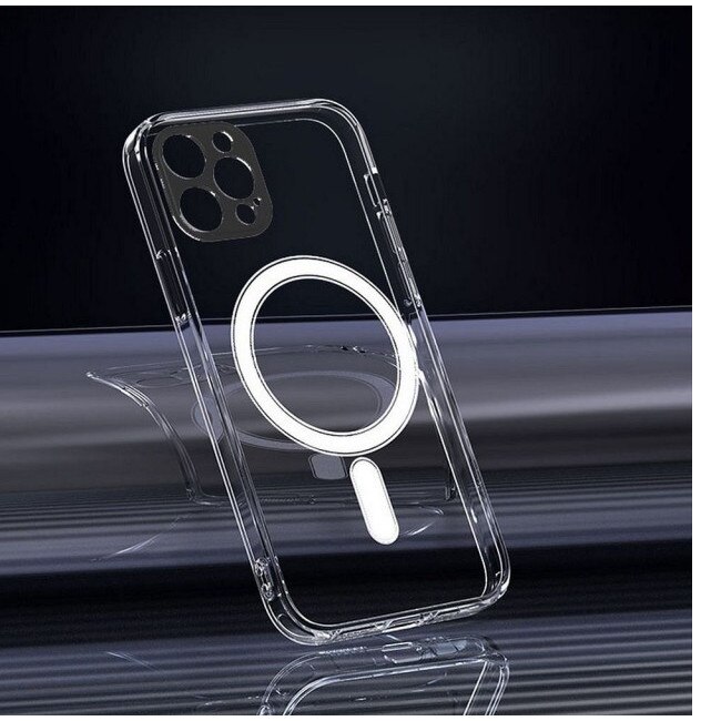 Husa Upzz Mag Cover Compatibila Cu iPhone 15 Pro, Tehnologie Air Cushion, Protectie La Camera, Transparenta