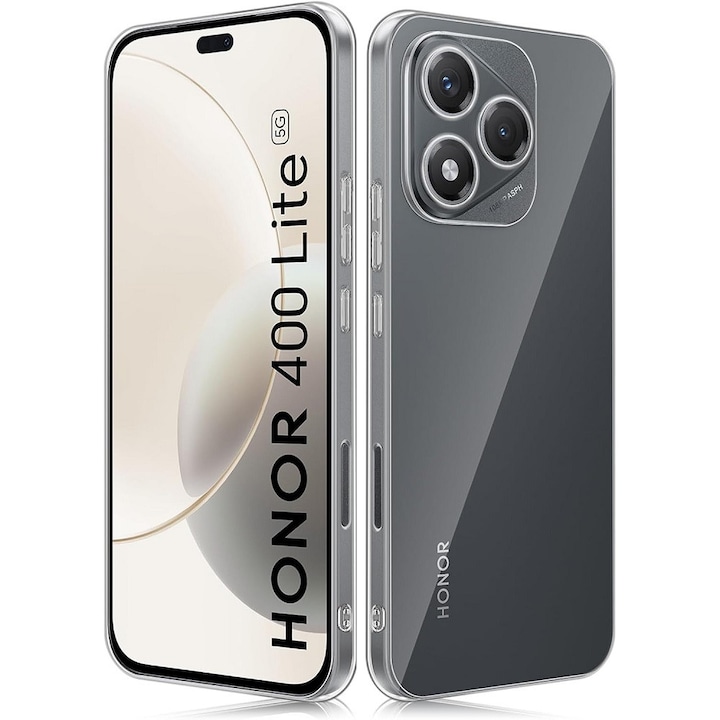 Carcasa spate din silicon compatibila cu Honor 400 Lite 5G, groasa, transparenta, 2 mm, cu protectie pentru camera, Clear case