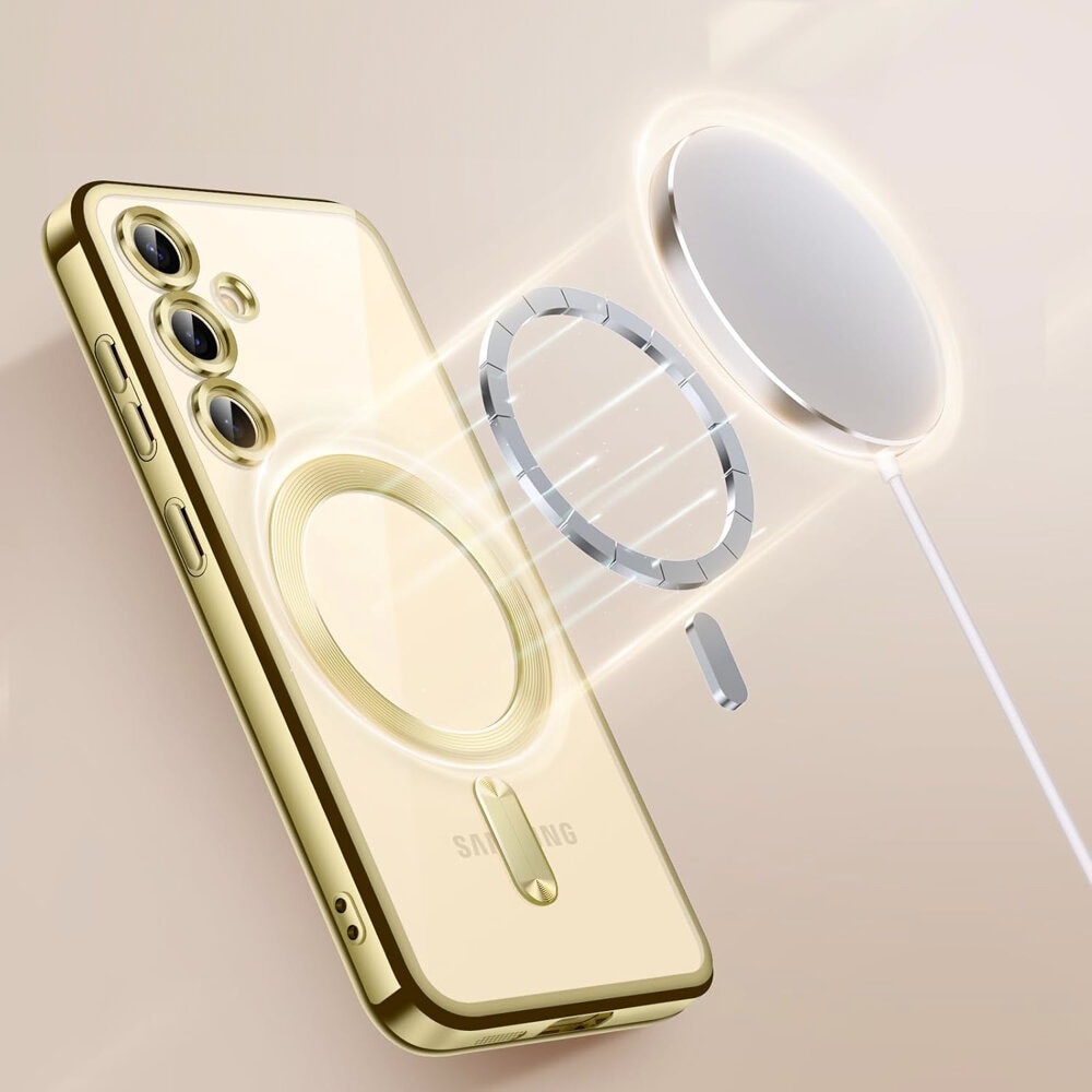 Set Husa/folie ecran pentru telefon Samsung Galaxy A16, Erbord, MagSafe, TPU, Auriu