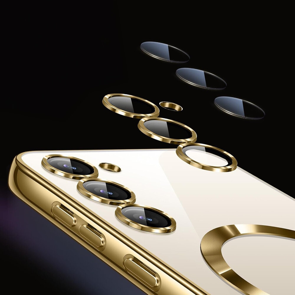 Set Husa/folie ecran pentru telefon Samsung Galaxy A16, Erbord, MagSafe, TPU, Auriu