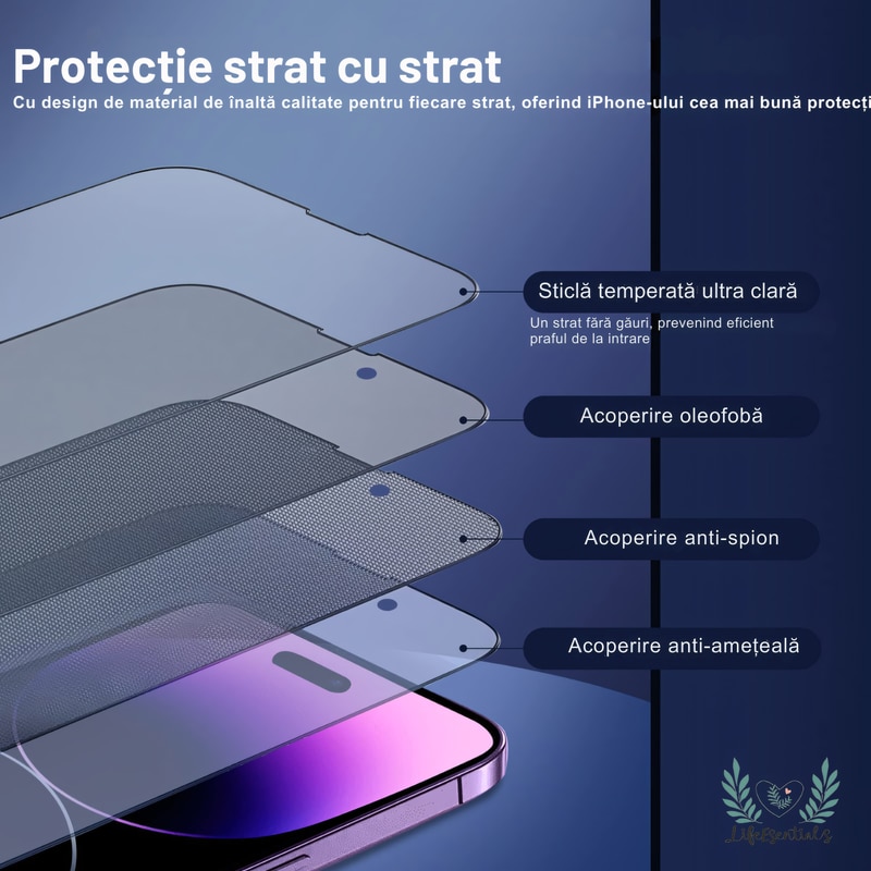 Folie de protectie ecran, full screen, rezistenta la zgarieturi si socuri, margine neagra, pentru iPhone 13/13 Pro