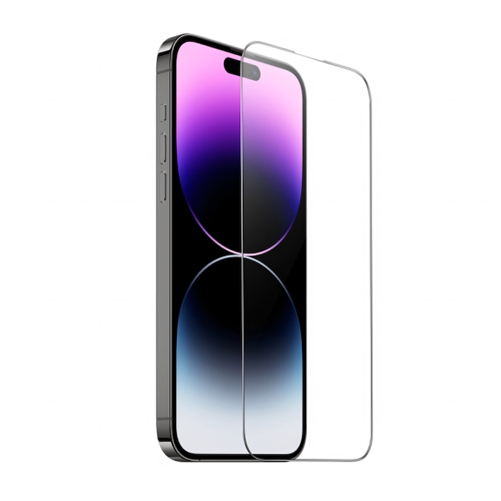 Folie de protectie ecran, full screen, rezistenta la zgarieturi si socuri, margine neagra, pentru iPhone 13/13 Pro