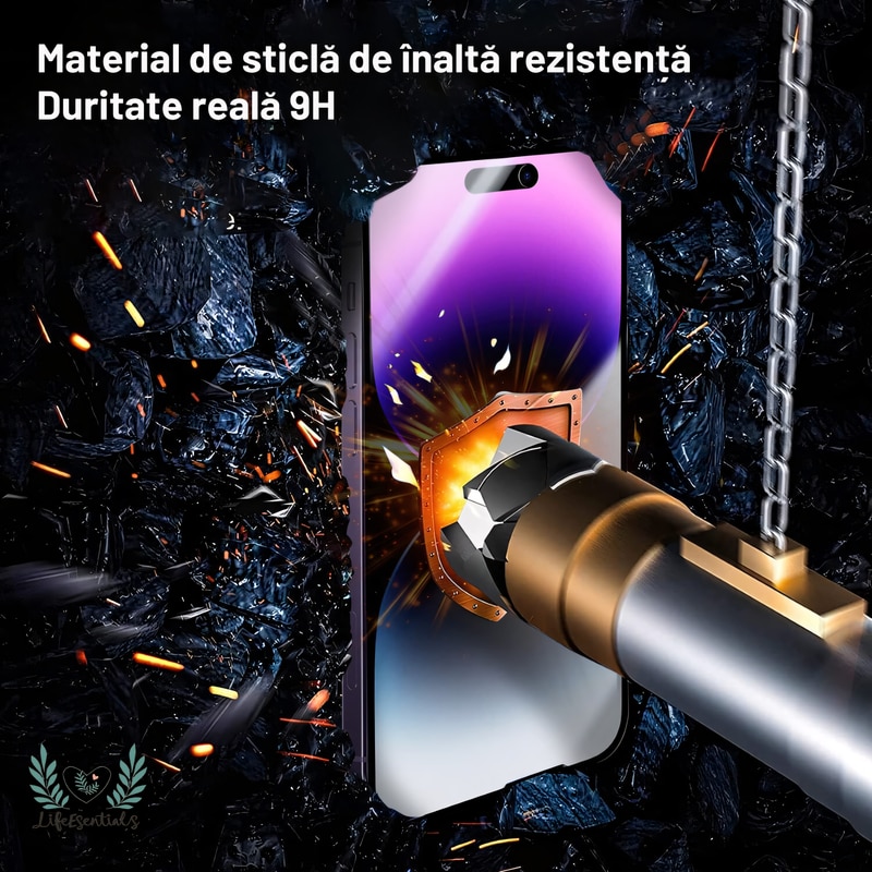 Folie de protectie ecran, full screen, rezistenta la zgarieturi si socuri, margine neagra, pentru iPhone 13/13 Pro
